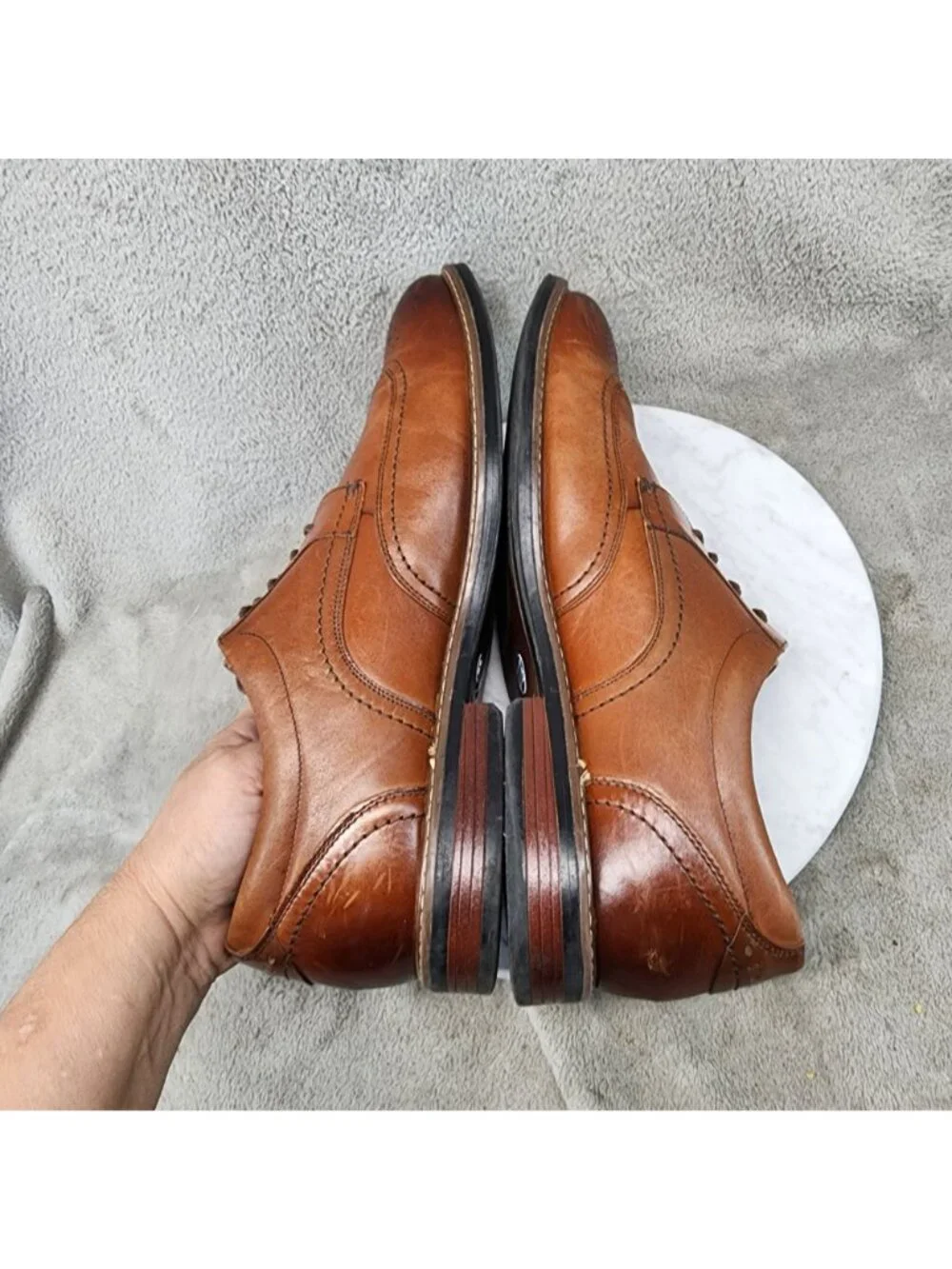 Nunn Bush Shoes Mens Size 12 Centro Flex Brown Leather Lace Up Oxfords *Read*